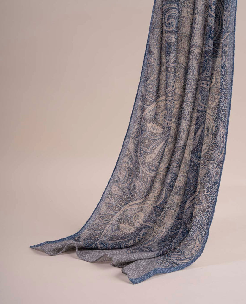 grey blue paisley soft wool scarf paolo albizzati