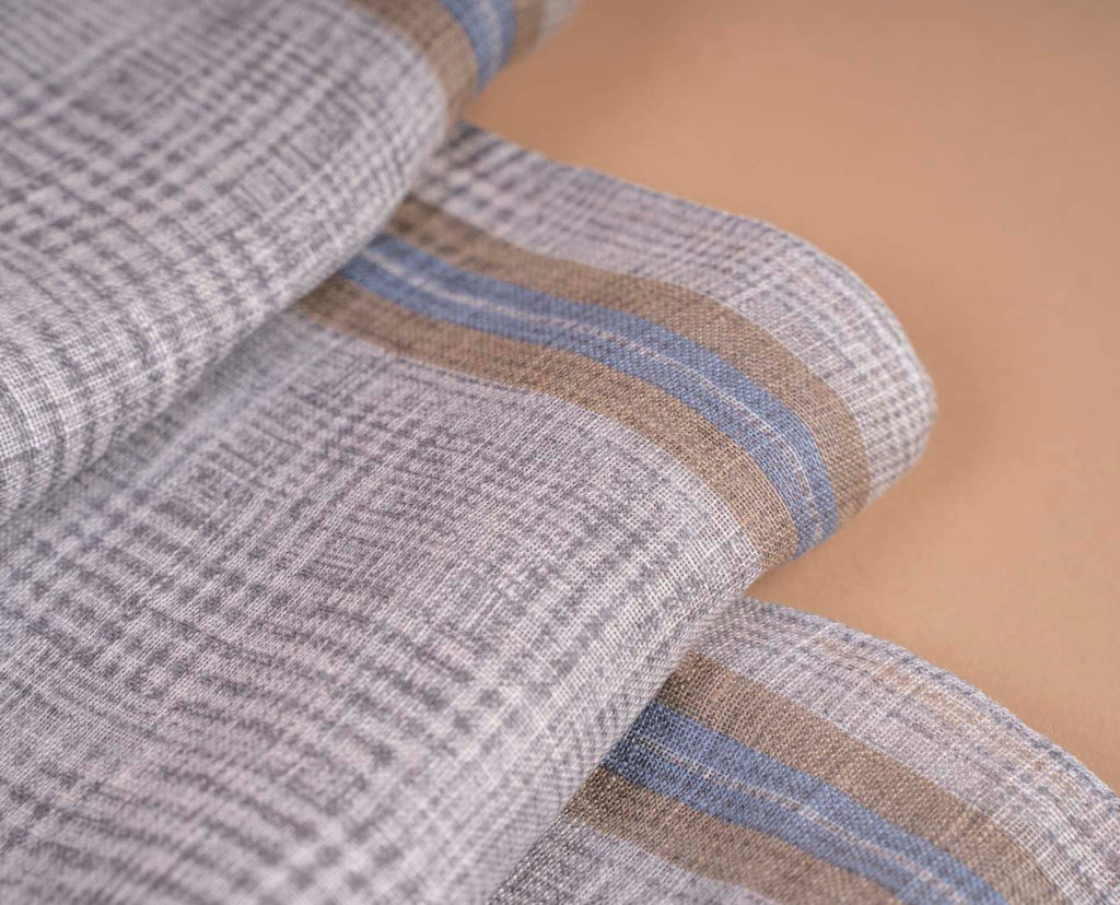 grey plaid check linen scarf paolo albizzati 