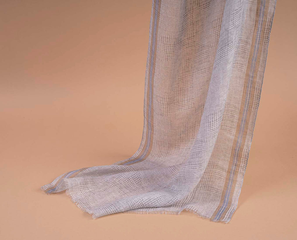 sciarpa grigia lino quadretti paolo albizzati 