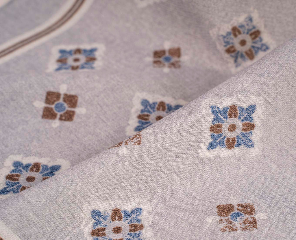 grey medallion print scarf paolo albizzati