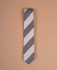 Shantung Silk Tie - Grey and White Stripes