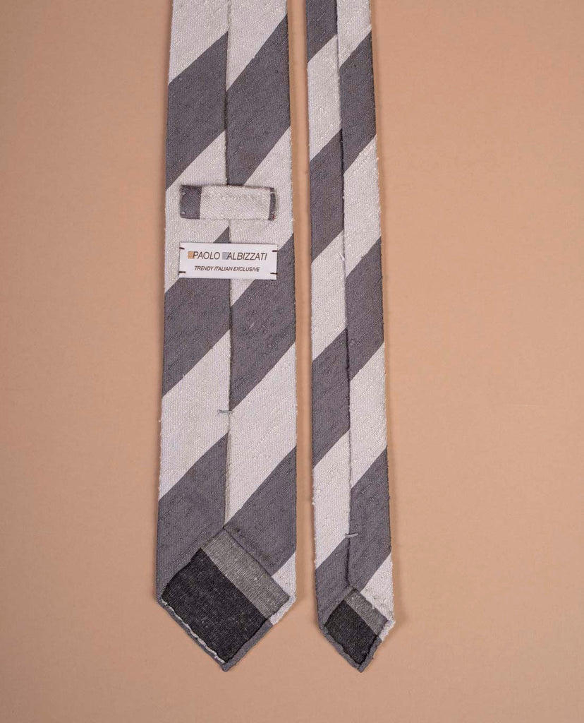 grey white striped shantung tie paolo albizzati 