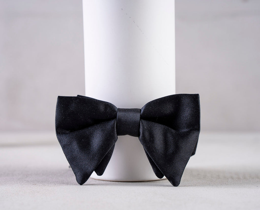 italian large black silk bow tie for man paolo albizzati