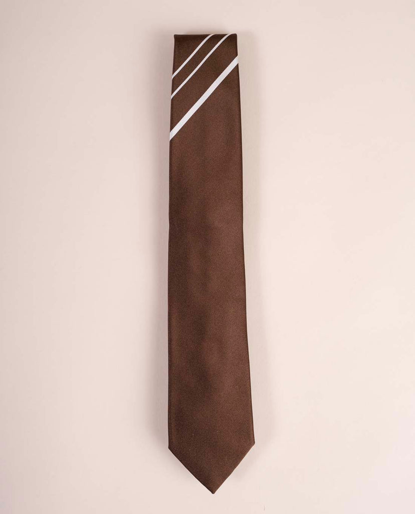 brown striped jacquard silk tie paolo albizzati 