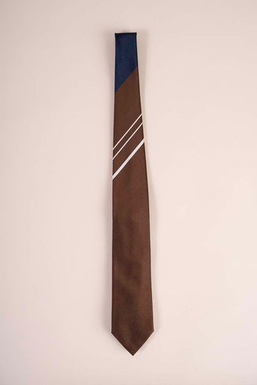 brown blue jacquard silk tie paolo albizzati 