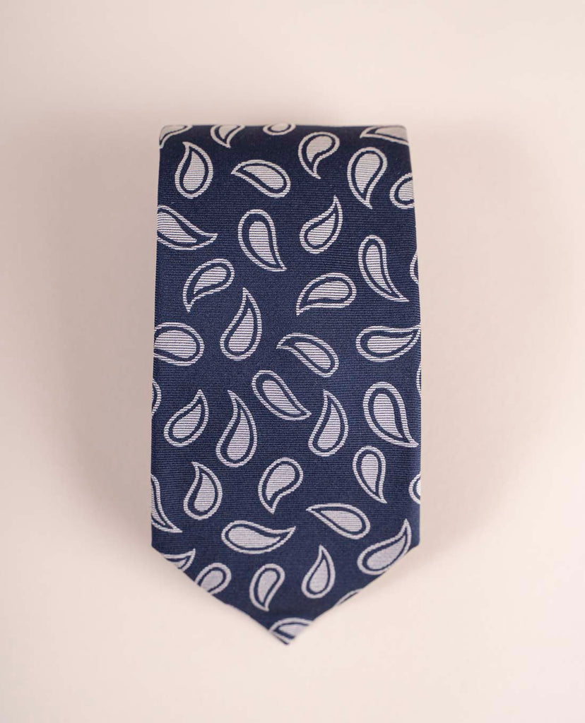 blue white jacquard silk tie paolo albizzati 