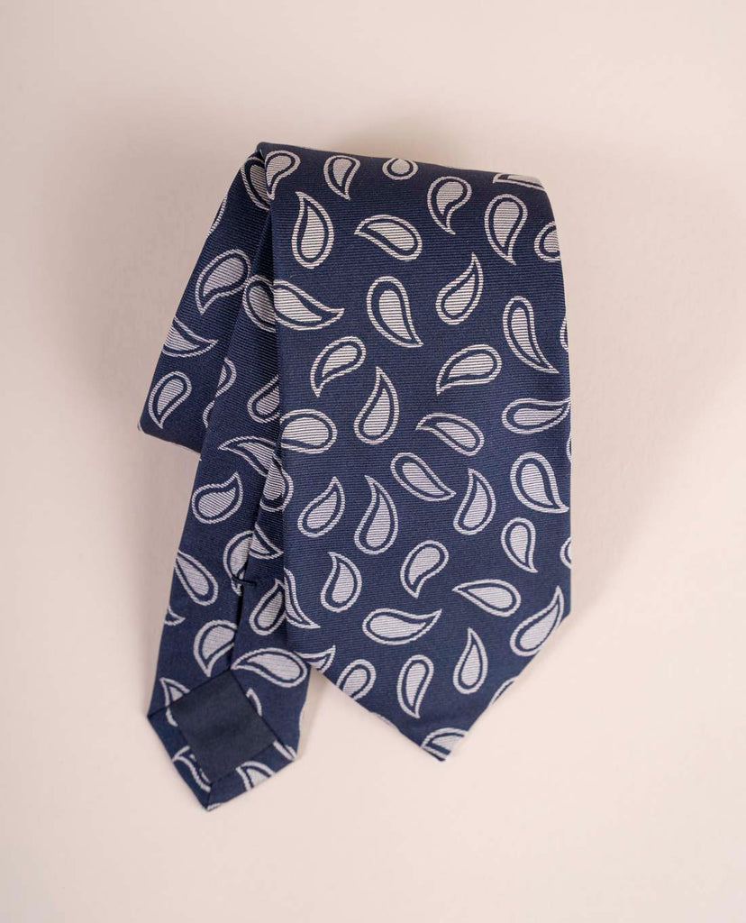 blue navy paisley jacquard tie paolo albizzati 