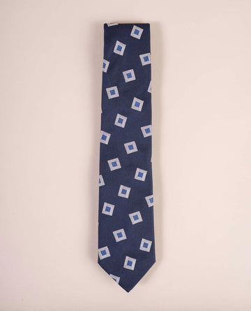 blue squares jacquard silk tie paolo albizzati 