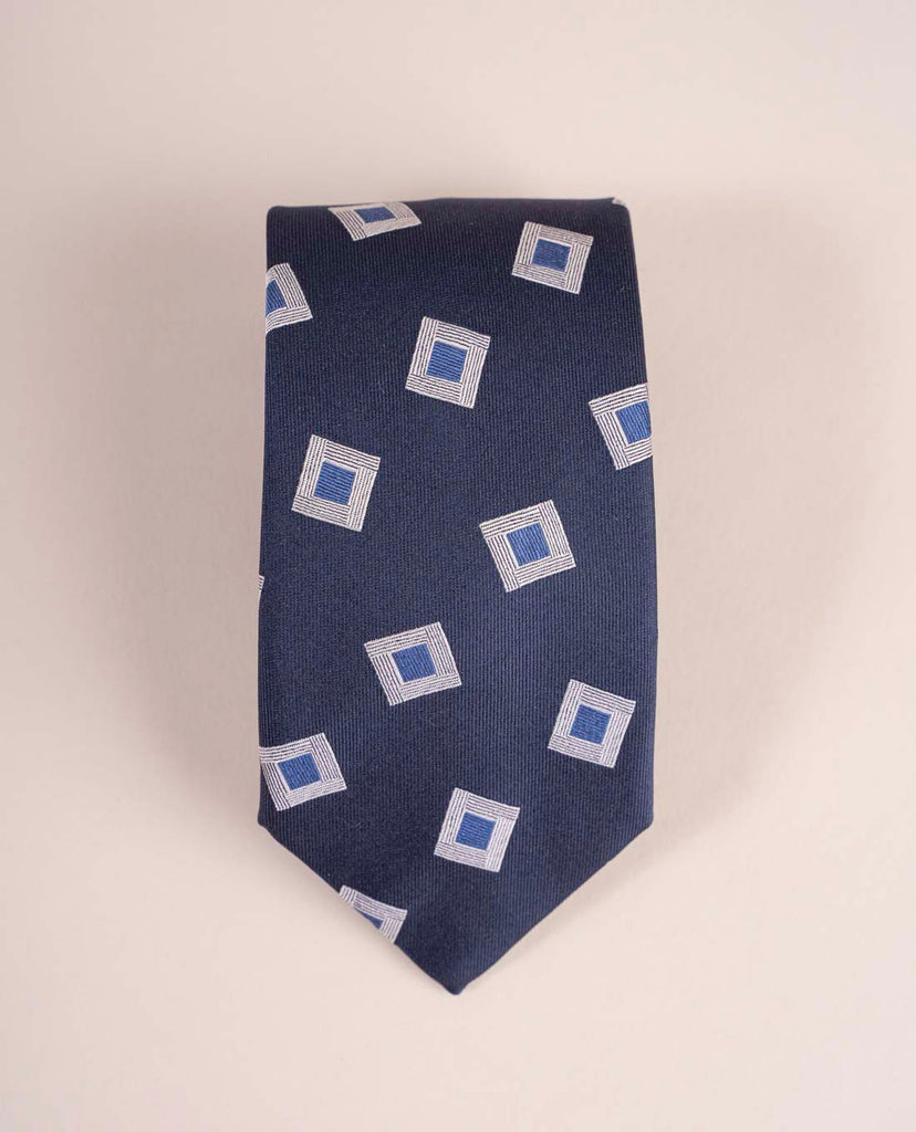 navy blue jacquard silk tie paolo albizzati