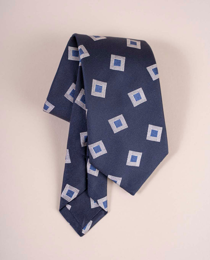 cravatta blu jacquard quadri paolo albizzati 
