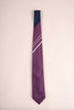 Jacquard Silk Tie - Purple and Navy with White Stripes