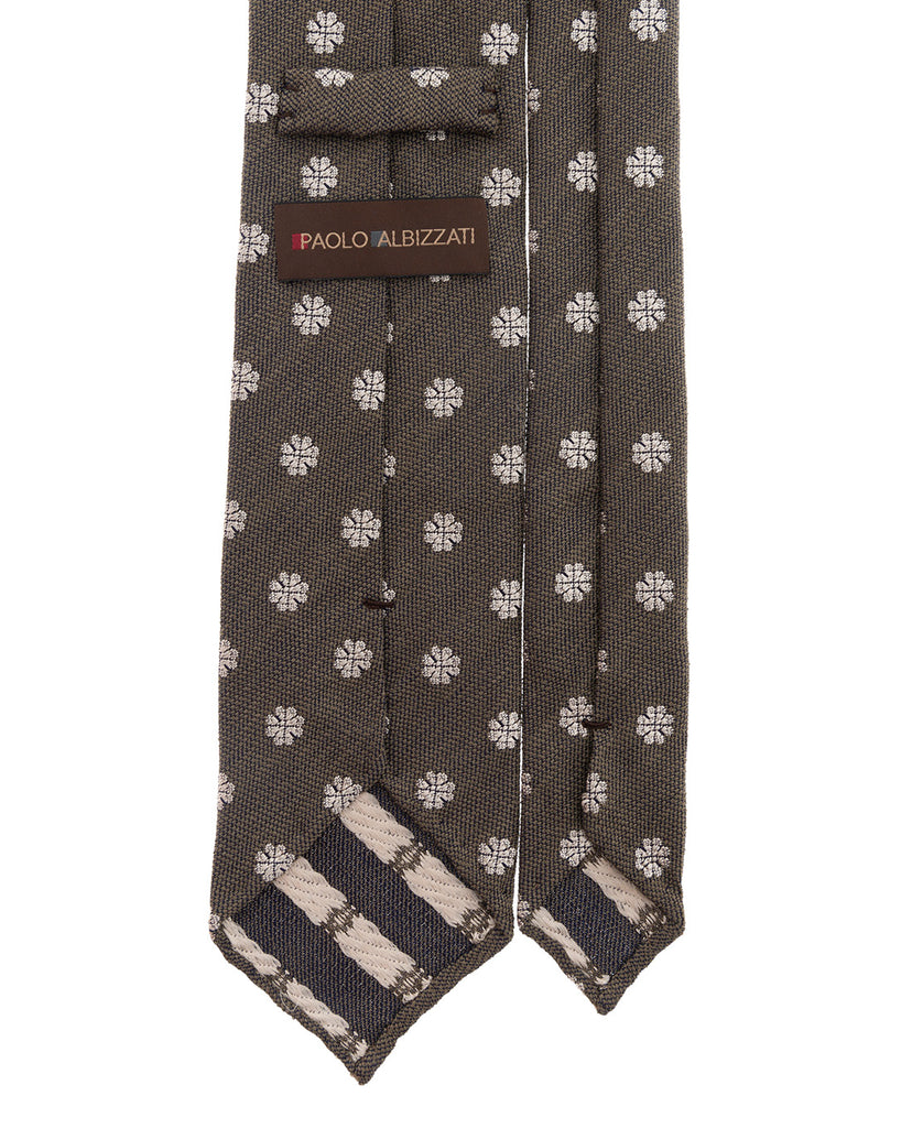 green flower boucle silk tie paolo albizzati 