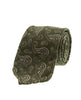 Shantung Silk Tie - Khaki Green Paisley