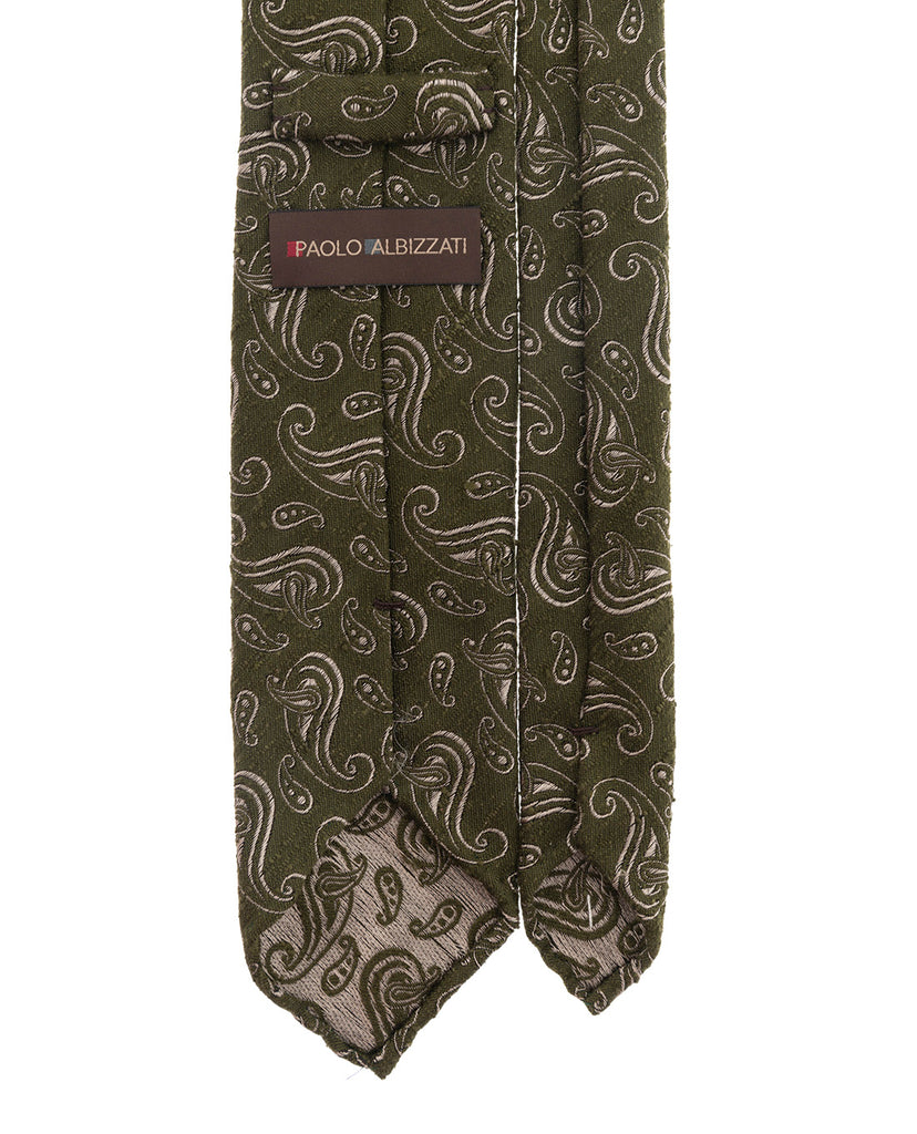 green paisley shantung silk tie paolo albizzati 
