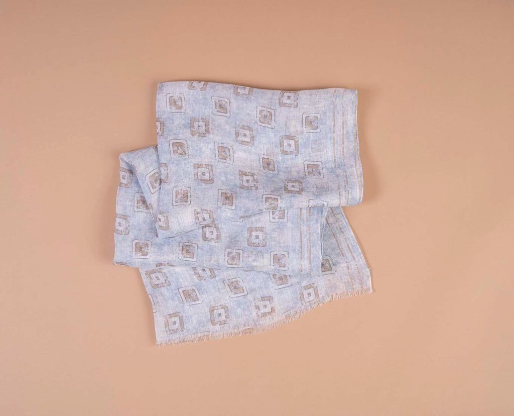 sciarpa azzurra quadretti lino paolo albizzati