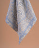 Reversible Silk Cotton Pocket Square - Light Blue Paisley Print