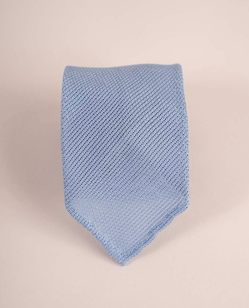 light blue solid grenadine tie paolo albizzati 