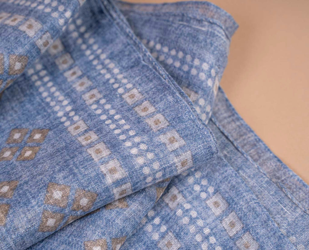 light blue printed linen scarf paolo albizzati 