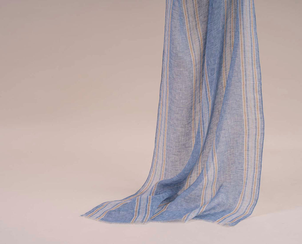 light blue printed linen scarf paolo albizzati 