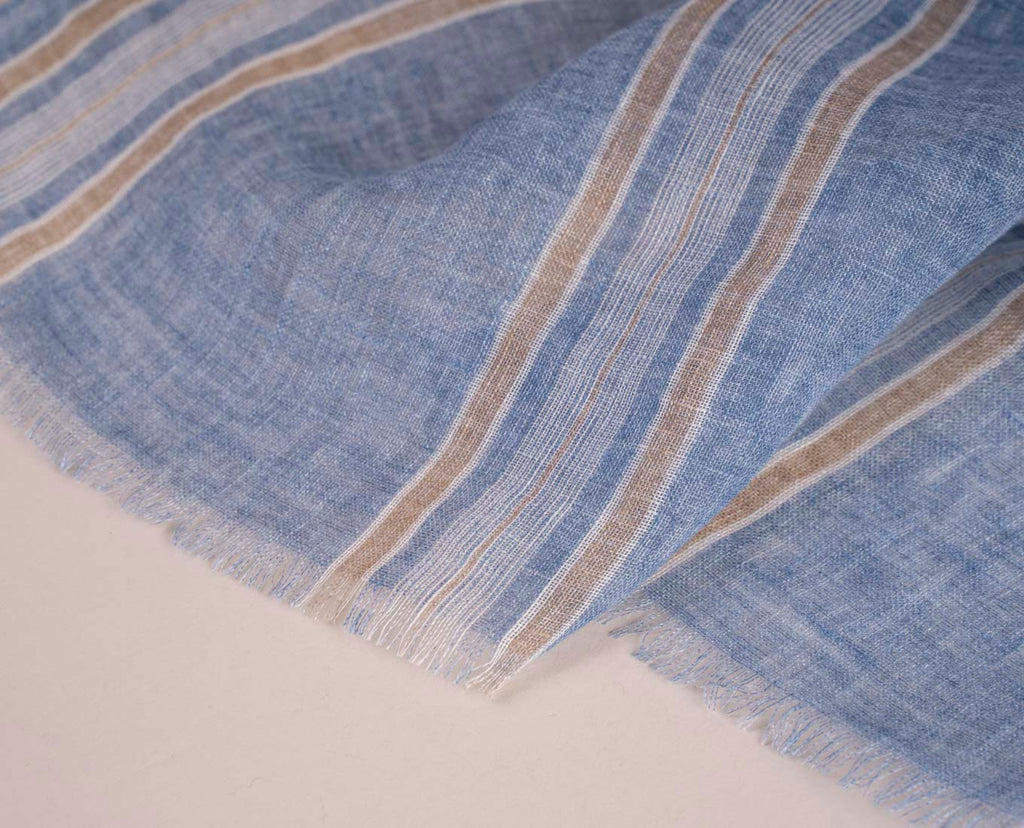 sciarpa azzurra lino uomo righe paolo albizzati 