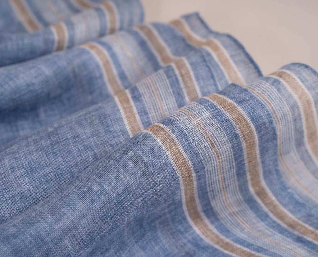 light blue stripes linen scarf paolo albizzati 