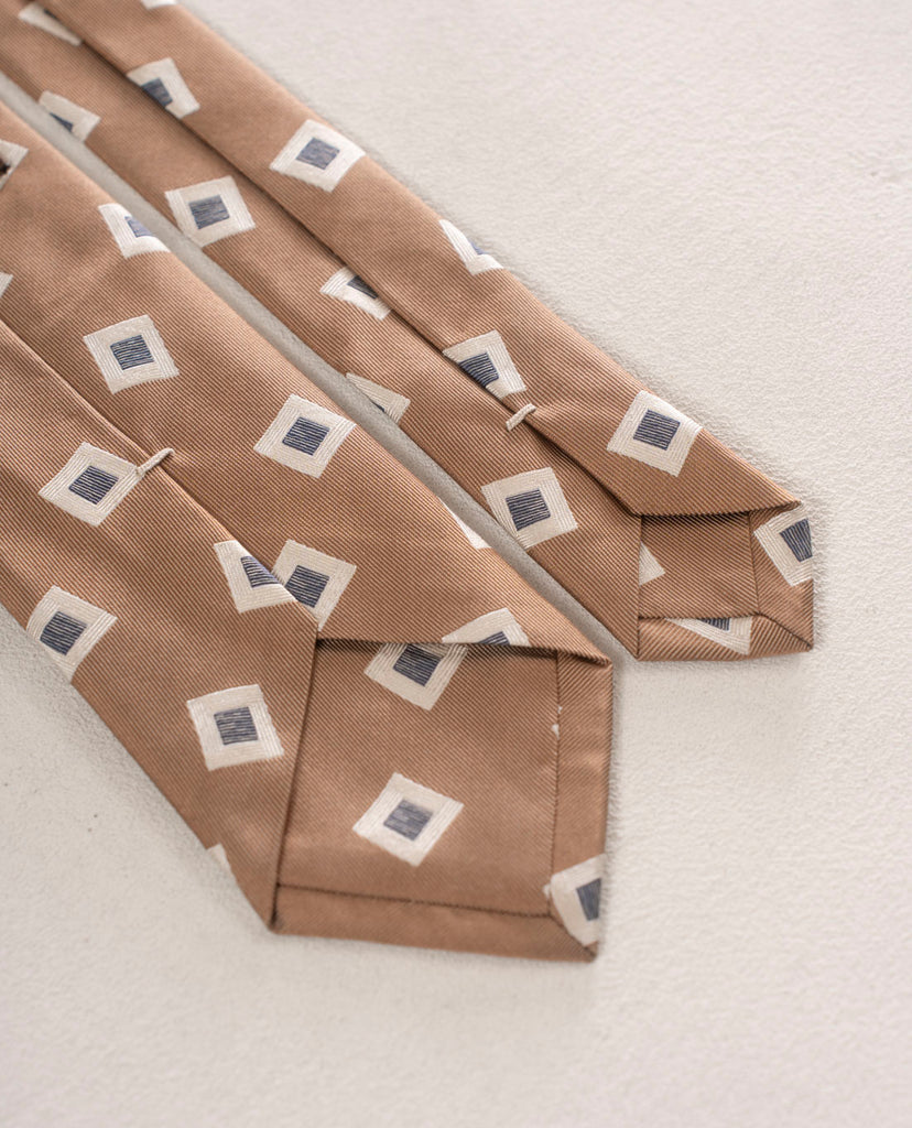 light brown with squares silk tie for man paolo albizzati