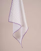 Printed Silk Twill Pocket Square - White with Lilac Dots