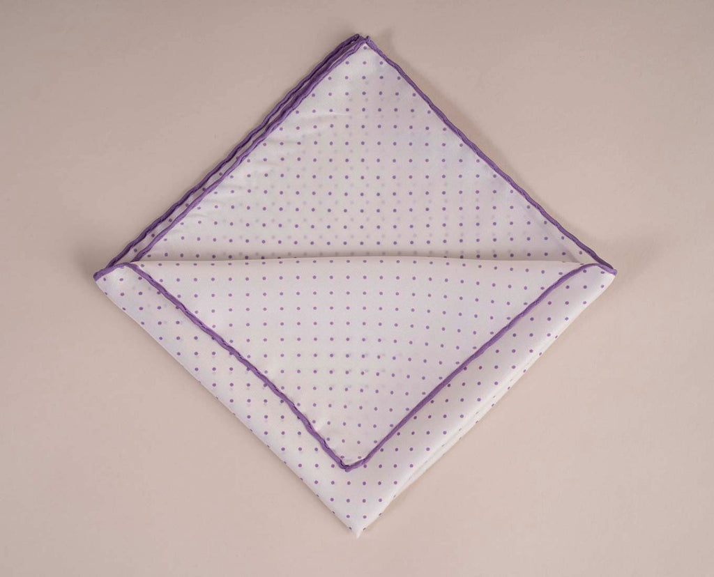 pochette bianca pois lilla seta paolo albizzati 