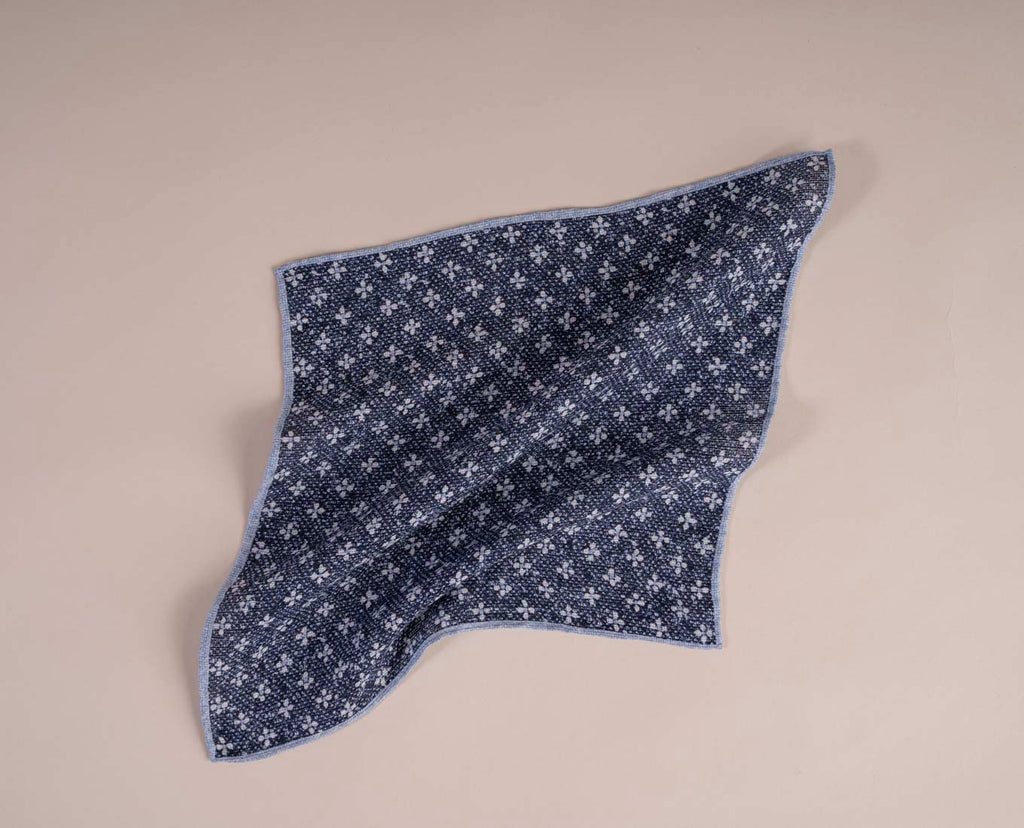 pochette blu lino cotone fiori paolo albizzati