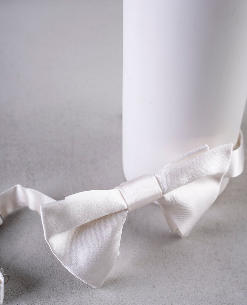 large white silk bow tie for man made in italy paolo albizzati