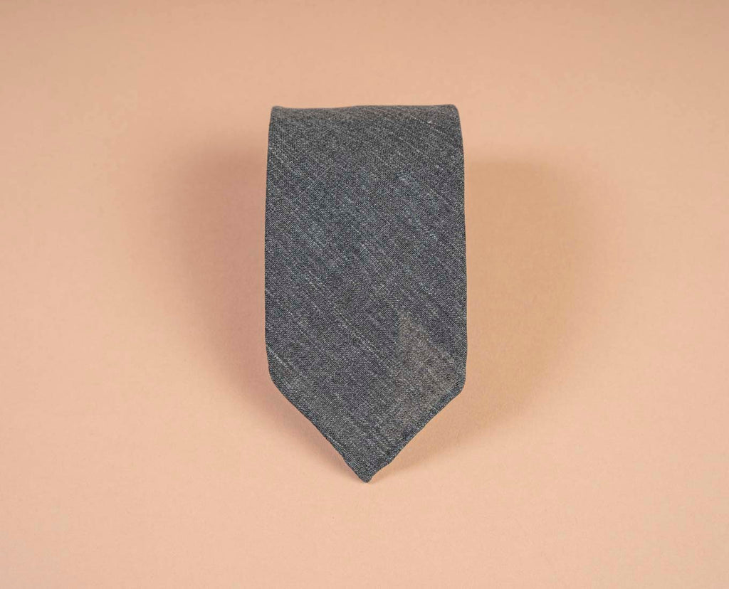 military green linen blend tie paolo albizzati