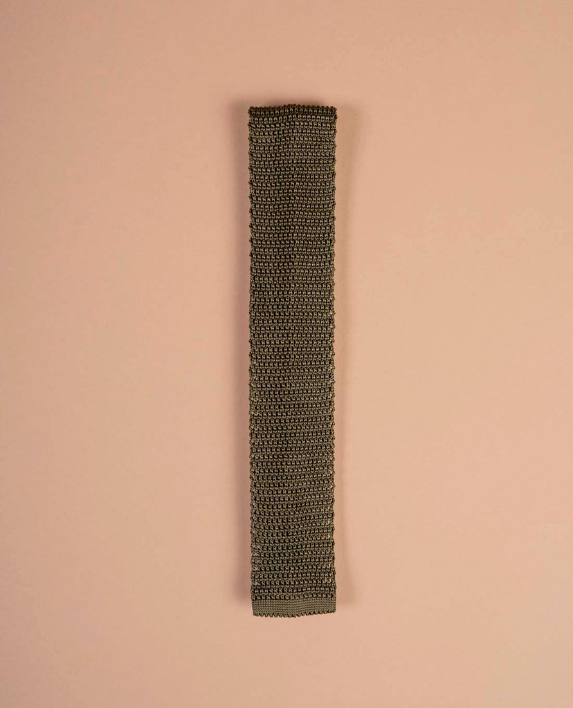 military green knitted silk tie paolo albizzati 