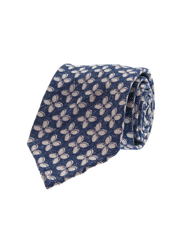 navy blue floral boucle silk tie paolo albizzati 