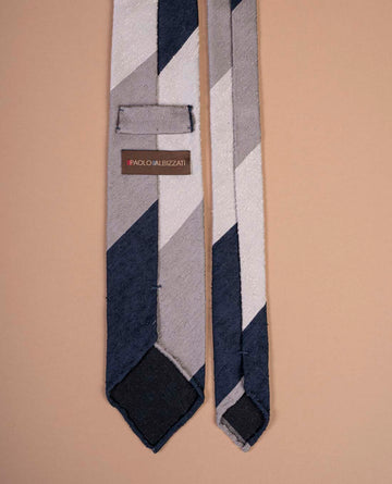 blue grey striped shantung tie paolo albizzati 