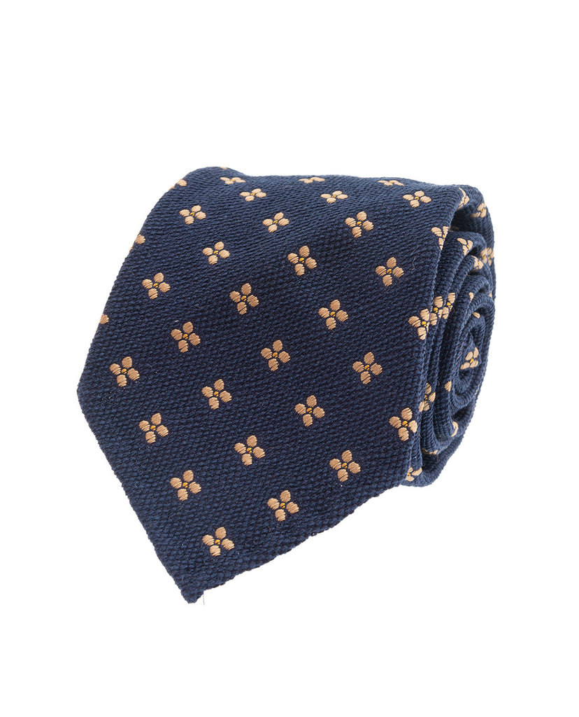 navy blue yellow boucle silk tie paolo albizzati 