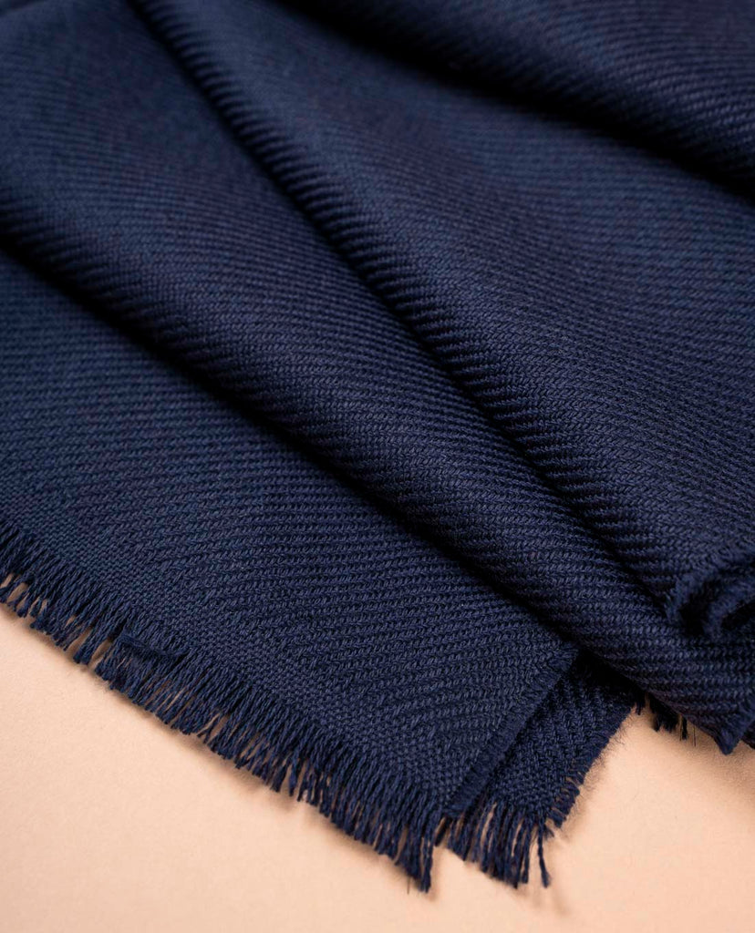 navy blue essential wool scarf for man paolo albizzati