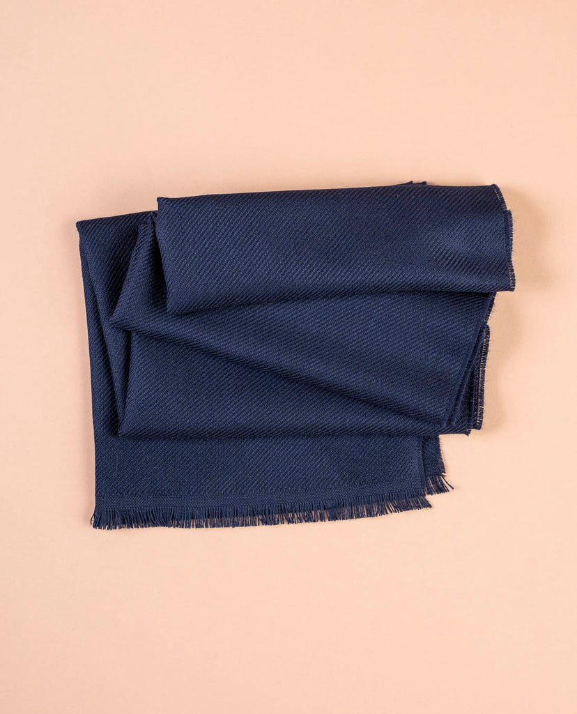 navy blue essential wool scarf for man paolo albizzati