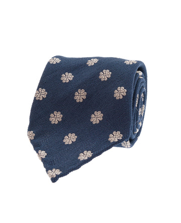 navy blue flower boucle silk tie paolo albizzati 