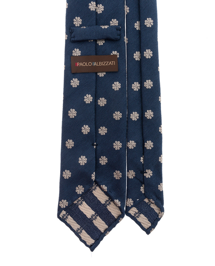 navy blue floral woven silk tie paolo albizzati 