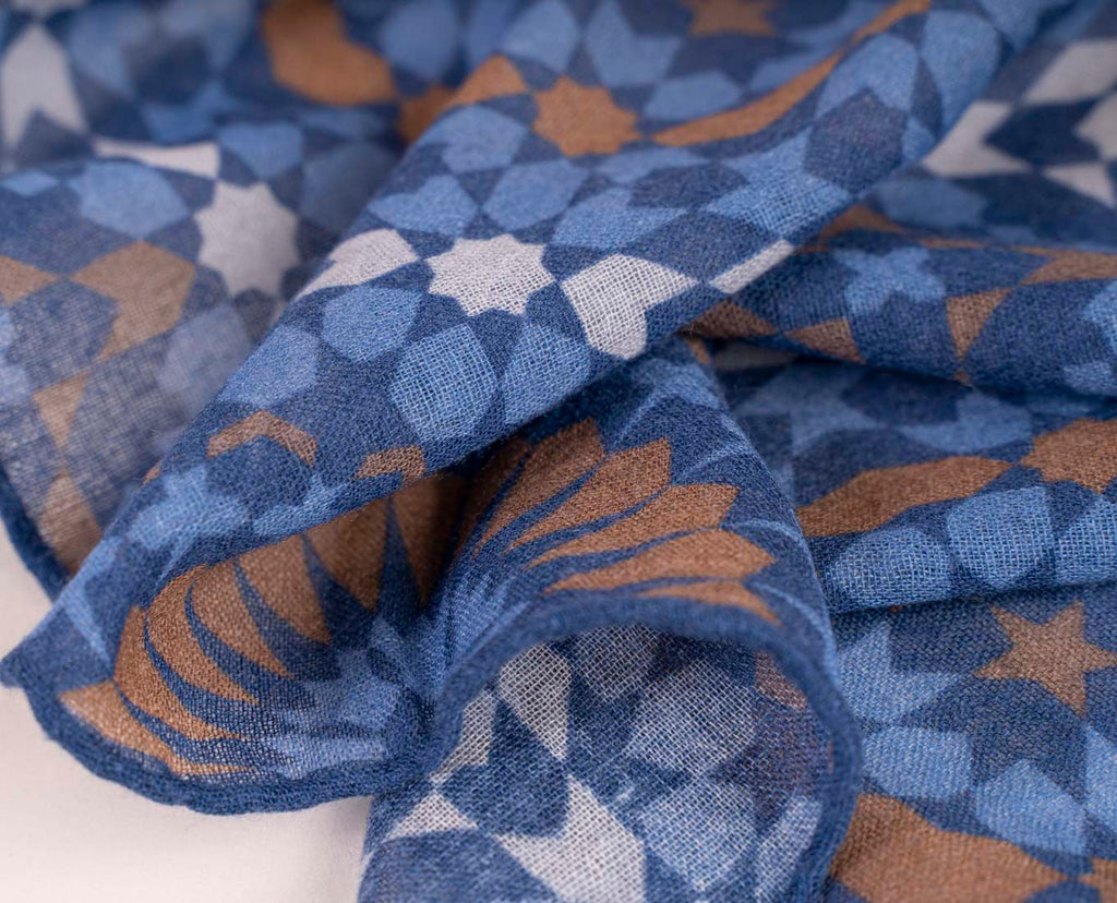 blue geometric wool bandana paolo albizzati