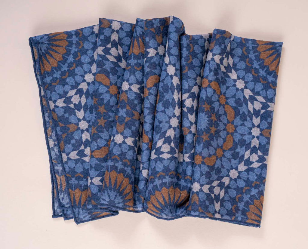 sciarpa blu geometrica lana paolo albizzati