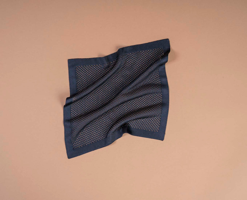 blue knitted silk men pocket square paolo albizzati 