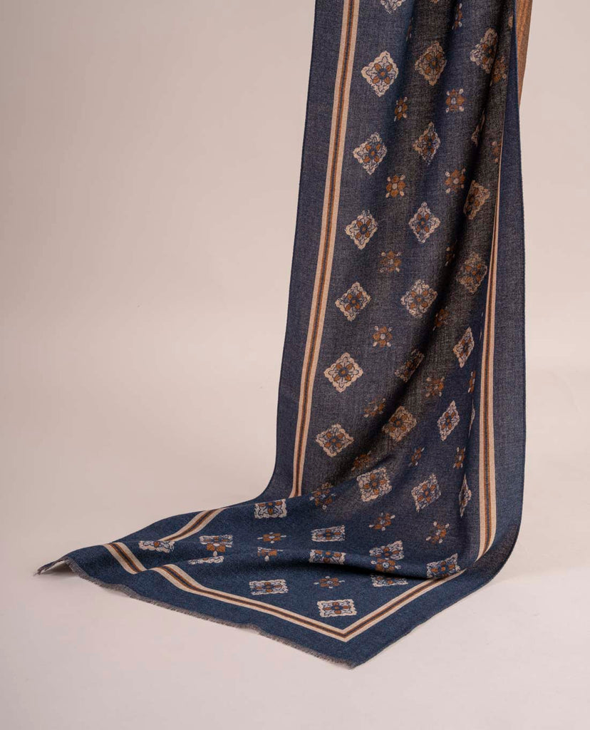 navy blue medallion scarf paolo albizzati