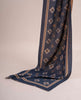 Navy Blue Medallion Printed Wool Scarf