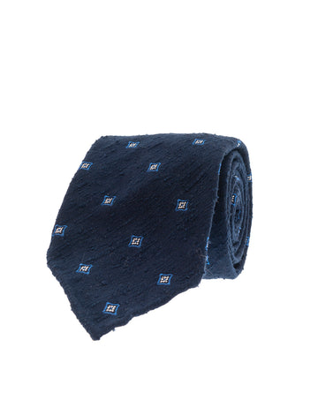 blue micro motif shantung tie paolo albizzati 