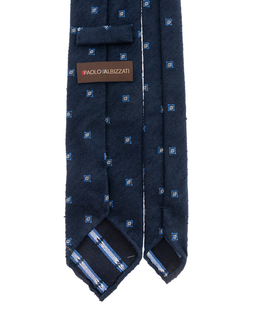 navy blue motif shantung tie paolo albizzati 