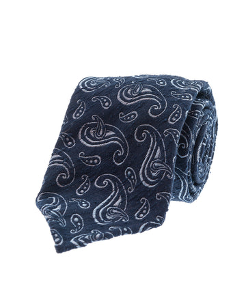 navy blue paisley shantung tie paolo albizzati 