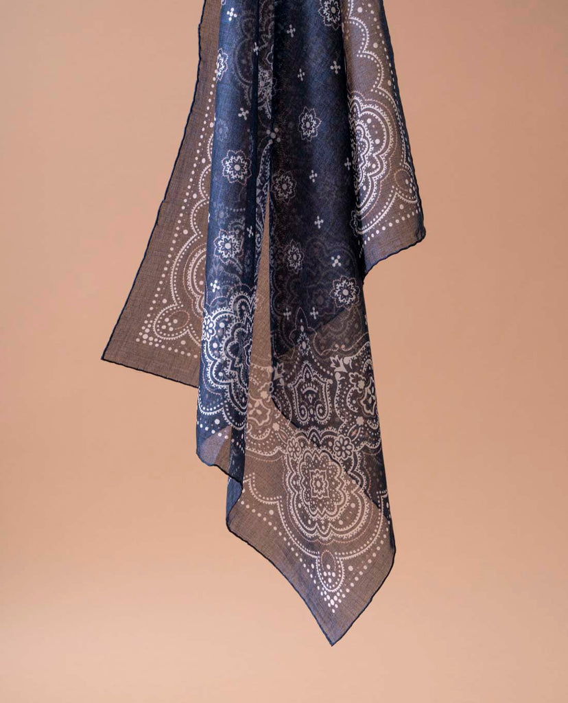 blue paisley print cotton scarf paolo albizzati