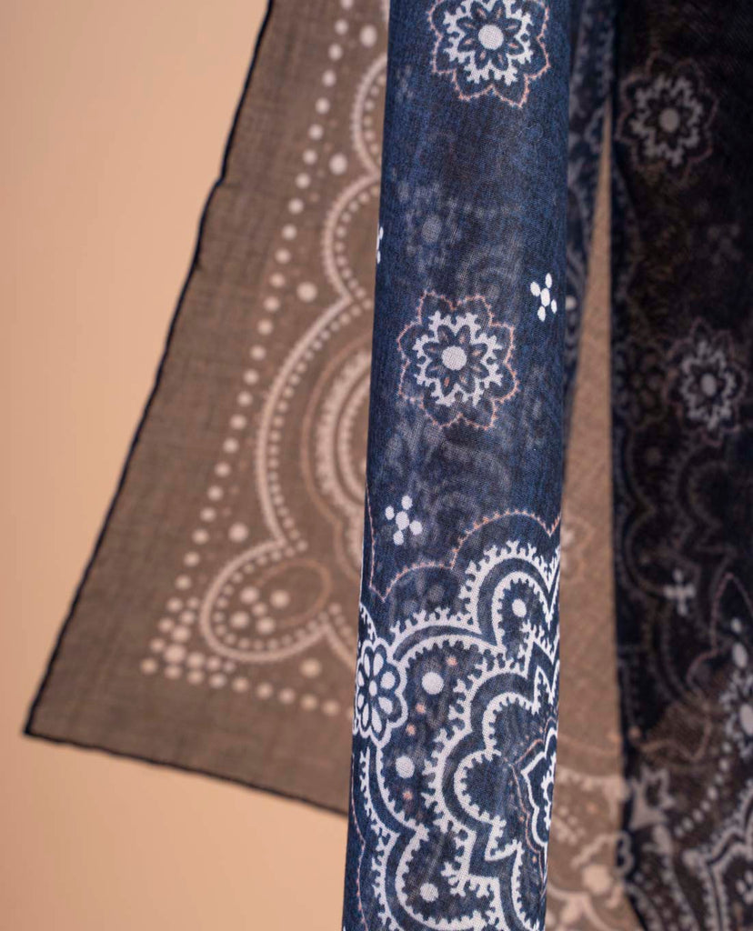 53 X 53 Scarf Hand Printed Cotton Bandana Scarf - 21x21 Inch Large Paisley Design Unisex Headwear & Neck Scarf Paisley Design Bandana