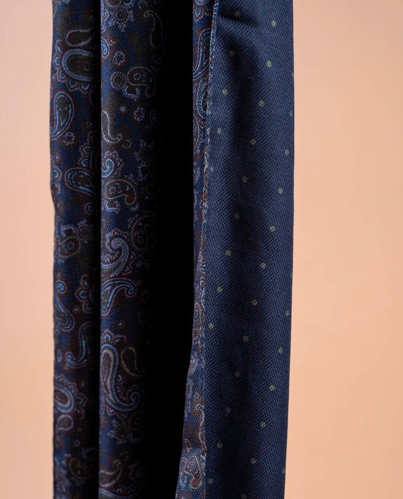 navy blue printed silk reversible scarf for men paolo albizzati
